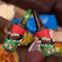 Martinique Island Pride 4 in 1 Can Cooler Tumbler Tropical Hibiscus and Plumeria Floral Flag Design