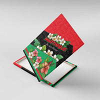 Martinique Island Pride Canvas Wall Art Tropical Hibiscus and Plumeria Floral Flag Design