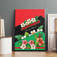 Martinique Island Pride Canvas Wall Art Tropical Hibiscus and Plumeria Floral Flag Design