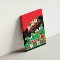 Martinique Island Pride Canvas Wall Art Tropical Hibiscus and Plumeria Floral Flag Design