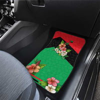 Martinique Island Pride Car Mats Tropical Hibiscus and Plumeria Floral Flag Design