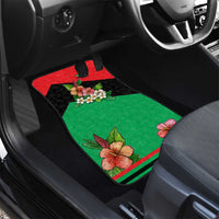 Martinique Island Pride Car Mats Tropical Hibiscus and Plumeria Floral Flag Design