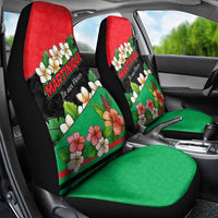 Martinique Island Pride Car Seat Cover Tropical Hibiscus and Plumeria Floral Flag Design