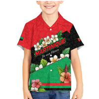 Martinique Island Pride Family Matching Mermaid Dress and Hawaiian Shirt Tropical Hibiscus and Plumeria Floral Flag Design