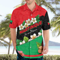 Martinique Island Pride Hawaiian Shirt Tropical Hibiscus and Plumeria Floral Flag Design