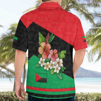 Martinique Island Pride Hawaiian Shirt Tropical Hibiscus and Plumeria Floral Flag Design