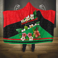 Martinique Island Pride Hooded Blanket Tropical Hibiscus and Plumeria Floral Flag Design