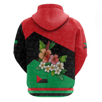 Martinique Island Pride Hoodie Tropical Hibiscus and Plumeria Floral Flag Design