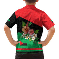 Martinique Island Pride Kid Hawaiian Shirt Tropical Hibiscus and Plumeria Floral Flag Design