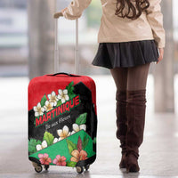 Martinique Island Pride Luggage Cover Tropical Hibiscus and Plumeria Floral Flag Design