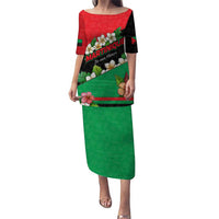 Martinique Island Pride Puletasi Tropical Hibiscus and Plumeria Floral Flag Design