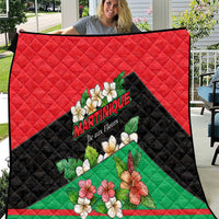 Martinique Island Pride Quilt Tropical Hibiscus and Plumeria Floral Flag Design