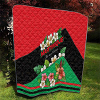 Martinique Island Pride Quilt Tropical Hibiscus and Plumeria Floral Flag Design