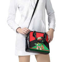 Martinique Island Pride Shoulder Handbag Tropical Hibiscus and Plumeria Floral Flag Design