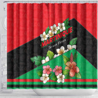 Martinique Island Pride Shower Curtain Tropical Hibiscus and Plumeria Floral Flag Design