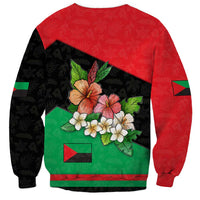 Martinique Island Pride Sweatshirt Tropical Hibiscus and Plumeria Floral Flag Design