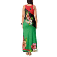 Martinique Island Pride Tank Maxi Dress Tropical Hibiscus and Plumeria Floral Flag Design