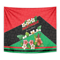 Martinique Island Pride Tapestry Tropical Hibiscus and Plumeria Floral Flag Design