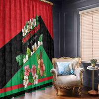 Martinique Island Pride Window Curtain Tropical Hibiscus and Plumeria Floral Flag Design