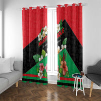 Martinique Island Pride Window Curtain Tropical Hibiscus and Plumeria Floral Flag Design