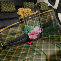 Martinique Heritage Back Car Seat Cover Hibiscus Floral Design with Green and Yellow Madras Tartan