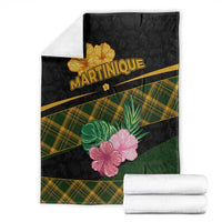 Martinique Heritage Blanket Hibiscus Floral Design with Green and Yellow Madras Tartan