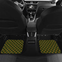 Martinique Heritage Car Mats Hibiscus Floral Design with Green and Yellow Madras Tartan