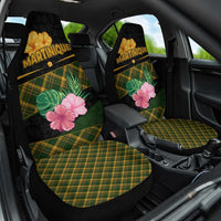 Martinique Heritage Car Seat Cover Hibiscus Floral Design with Green and Yellow Madras Tartan