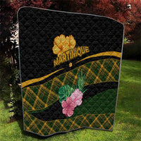 Martinique Heritage Quilt Hibiscus Floral Design with Green and Yellow Madras Tartan