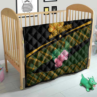 Martinique Heritage Quilt Hibiscus Floral Design with Green and Yellow Madras Tartan