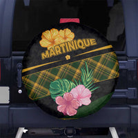 Martinique Heritage Spare Tire Cover Hibiscus Floral Design with Green and Yellow Madras Tartan