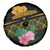 Martinique Heritage Spare Tire Cover Hibiscus Floral Design with Green and Yellow Madras Tartan