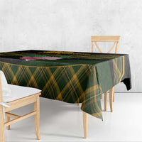 Martinique Heritage Tablecloth Hibiscus Floral Design with Green and Yellow Madras Tartan