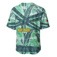 Martinique Pride Baseball Jersey with Green Banana Leaf Print and Flag Patch Accents