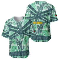 Martinique Pride Baseball Jersey with Green Banana Leaf Print and Flag Patch Accents