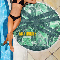 Martinique Pride Beach Blanket with Green Banana Leaf Print and Flag Patch Accents