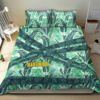 Martinique Pride Bedding Set with Green Banana Leaf Print and Flag Patch Accents