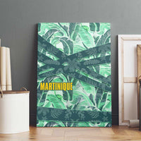 Martinique Pride Canvas Wall Art with Green Banana Leaf Print and Flag Patch Accents
