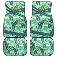 Martinique Pride Car Mats with Green Banana Leaf Print and Flag Patch Accents