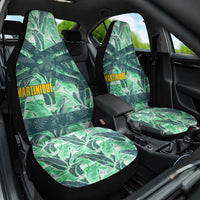 Martinique Pride Car Seat Cover with Green Banana Leaf Print and Flag Patch Accents