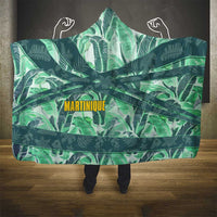 Martinique Pride Hooded Blanket with Green Banana Leaf Print and Flag Patch Accents
