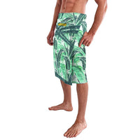 Martinique Pride Lavalava with Green Banana Leaf Print and Flag Patch Accents