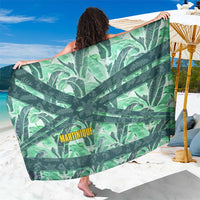 Martinique Pride Sarong with Green Banana Leaf Print and Flag Patch Accents