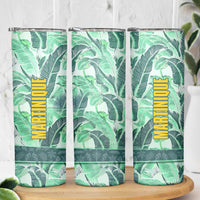 Martinique Pride Skinny Tumbler with Green Banana Leaf Print and Flag Patch Accents