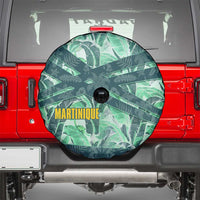Martinique Pride Spare Tire Cover with Green Banana Leaf Print and Flag Patch Accents