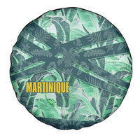 Martinique Pride Spare Tire Cover with Green Banana Leaf Print and Flag Patch Accents