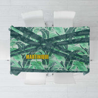 Martinique Pride Tablecloth with Green Banana Leaf Print and Flag Patch Accents