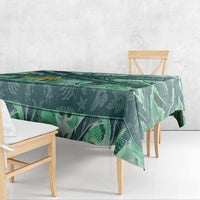 Martinique Pride Tablecloth with Green Banana Leaf Print and Flag Patch Accents