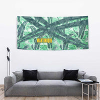 Martinique Pride Tapestry with Green Banana Leaf Print and Flag Patch Accents
