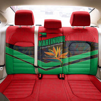 Martinique Pride Back Car Seat Cover with Red Green Design and Tropical Bird of Paradise Flower